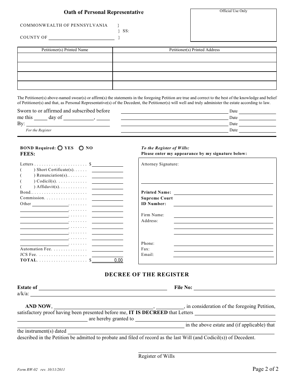 Form RW-02 - Fill Out, Sign Online and Download Fillable PDF ...