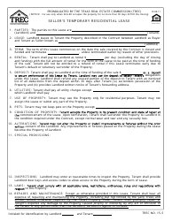 Document preview: TREC Form 15-5 Seller's Temporary Residential Lease - Texas