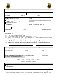 Form 201 Navy League Officer Personnel Transaction - Canada