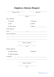 Document preview: Employee Absence Request Form