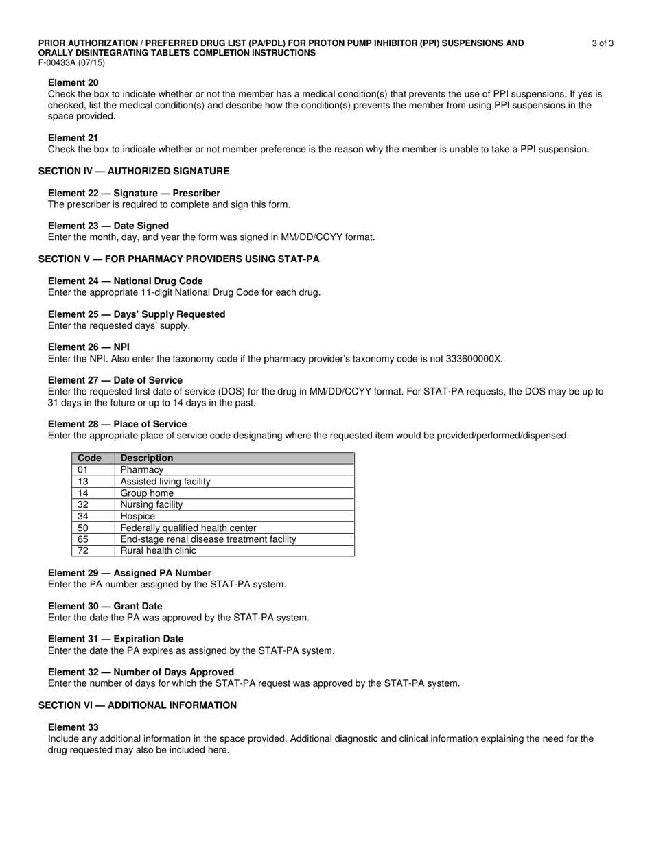 Instructions for Form F-00433 Prior Authorization / Preferred Drug List (Pa / Pdl) for Proton Pump Inhibitor (Ppi) Orally Disintegrating Tablets - Wisconsin, Page 3