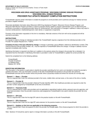 Document preview: Instructions for Form F-00916 Program Provider File Update Request - Wisconsin AIDS Drug Assistance Program/Wisconsin Chronic Disease Program/Wisconsin Well Woman Program - Wisconsin