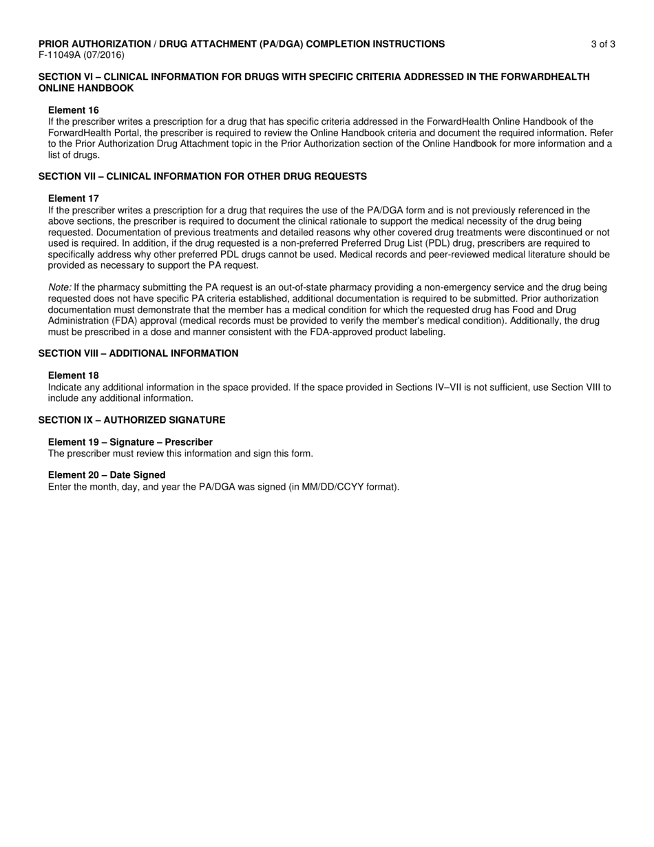 Instructions for Form F-11049 Prior Authorization / Drug Attachment (Pa / Dga) - Wisconsin, Page 3