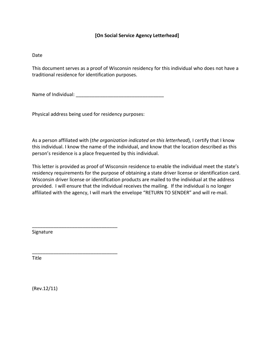 Residency Documentation for Homeless Individuals - Wisconsin, Page 2