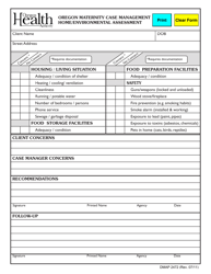 Document preview: Form DMAP2472 Oregon Maternity Case Management Home/Environmental Assessment - Oregon