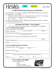 Document preview: Form OHP2260 Oregon Health Plan Pregnancy Notification - Oregon