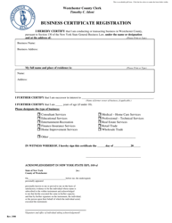 Document preview: Business Certificate Registration - Westchester County, New York