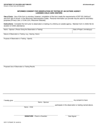 Document preview: Form DCF-F-CFS0057 Informed Consent for Observation or Testing by an Outside Agency - Licensed Child Care Centers - Wisconsin
