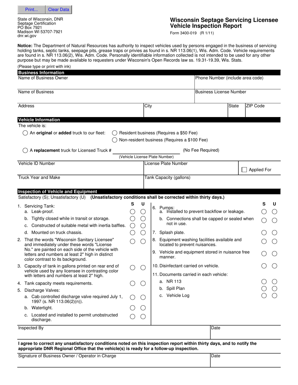 Form 3400 019 Fill Out Sign Online And Download Fillable Pdf Wisconsin Templateroller 7552