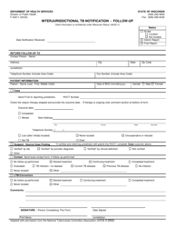 Form F-42011 Interjurisdictional Tb Notification - Follow-Up - Wisconsin