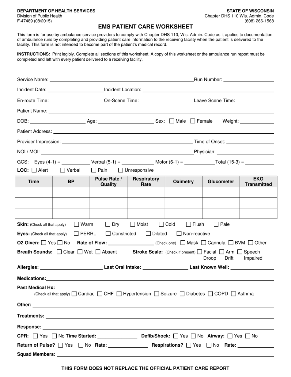 Form F-47489 - Fill Out, Sign Online and Download Fillable PDF ...