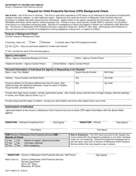 Document preview: Form DCF-F-2609-E Request for Child Protective Services (Cps) Background Check - Wisconsin