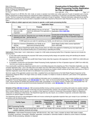 Form 4400-302 Construction &amp; Demolition (C&amp;d) Waste Processing Facility Application for Plan of Operation Approval - Wisconsin