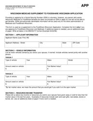Form F-10140 Wisconsin Medicaid Supplement to Foodshare Wisconsin Application - Wisconsin