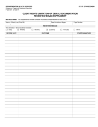 Document preview: Form F-26100A Client Rights Limitation or Denial Documentation Review Schedule Supplement - Wisconsin