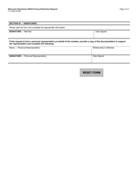 Form F-13168 HIPAA Privacy Restriction Request - Wisconsin, Page 2