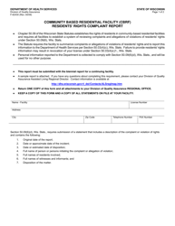 Document preview: Form F-62430 Community Based Residential Facility (Cbrf) Residents' Rights Complaint Report - Wisconsin