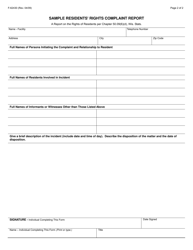 Form F-62430 Community Based Residential Facility (Cbrf) Residents&#039; Rights Complaint Report - Wisconsin, Page 2