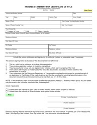 Document preview: Form MV2790 Trustee Statement for Certificate of Title - Wisconsin