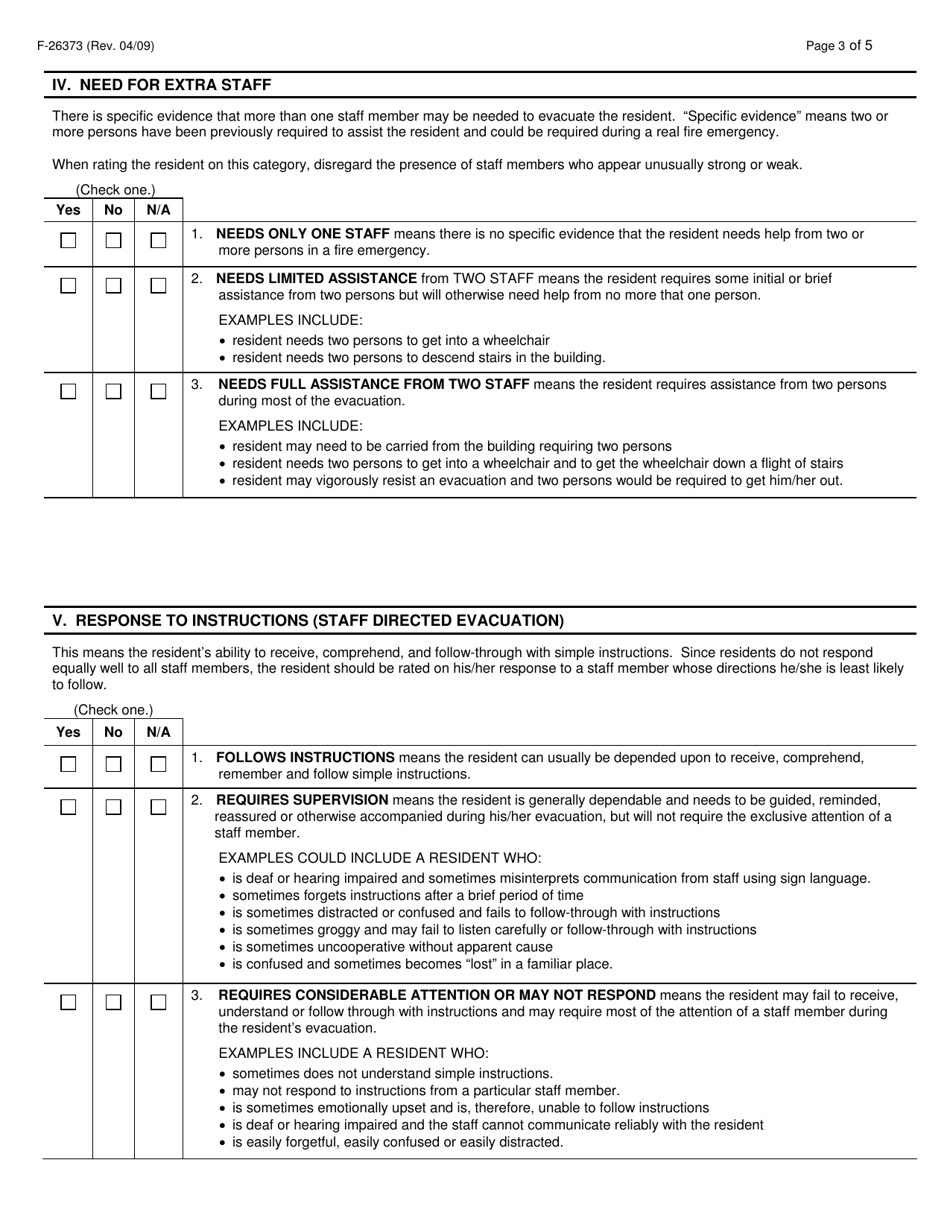Form F-62373 Resident Evacuation Assessment - Wisconsin, Page 3