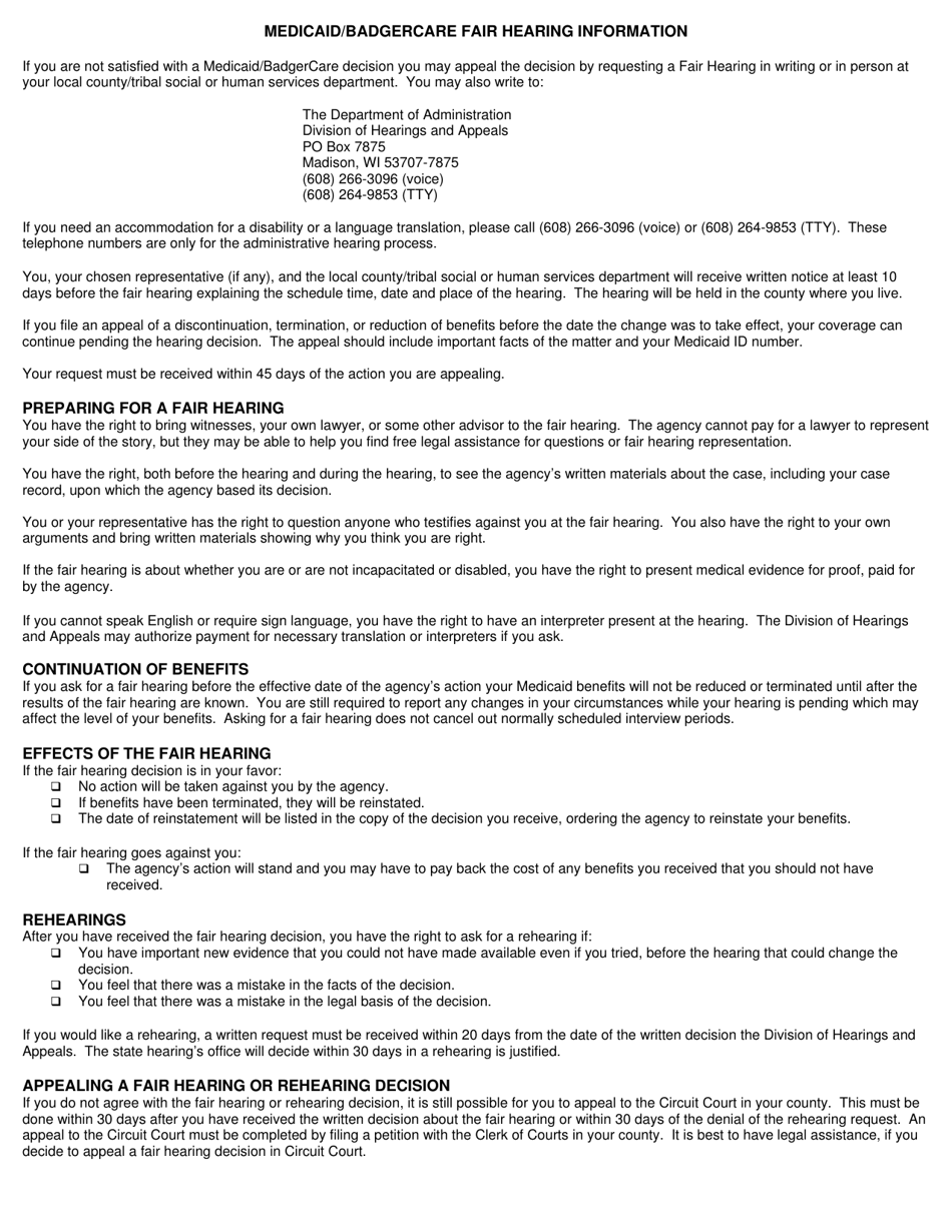 Form F-10107 Medicaid Qualified Medicare Beneficiary (Qmb) / Specified Low-Income Medicare Beneficiary (Slmb) / Specified Low-Income Medicare Beneficiary Plus (Slmb+) Negative Decision Notice - Wisconsin, Page 2