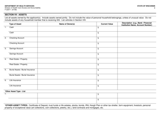 Form F-22571 Caretaker Supplement Application - Wisconsin, Page 4