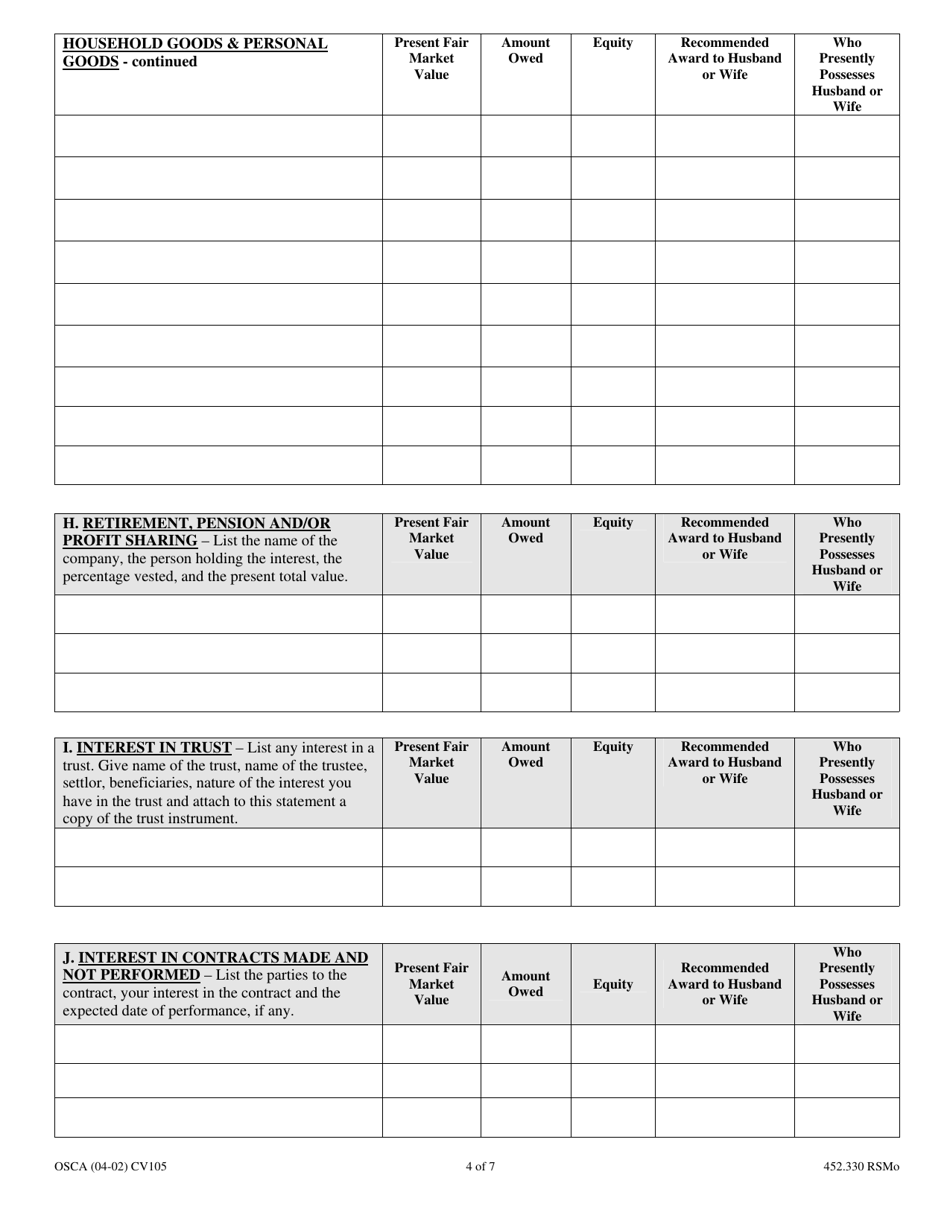 Form CV105 Fill Out Sign Online and Download Fillable PDF Missouri Form CV105 Fill Out Sign Online and Download Fillable PDF Missouri