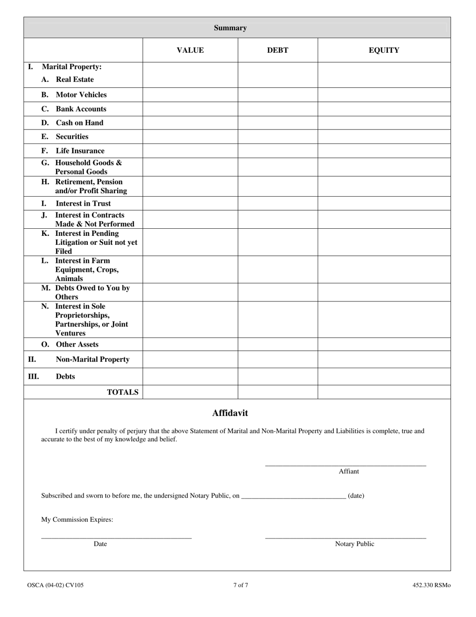 Form CV105 Fill Out Sign Online and Download Fillable PDF Missouri Form CV105 Fill Out Sign Online and Download Fillable PDF Missouri