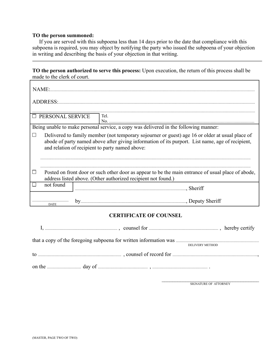 Subpoena Duces Tecum (Civil) - Attorney Issued - Virginia, Page 3