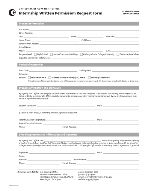 Internship Written Permission Request Form Download Pdf