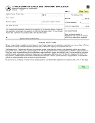 Document preview: Form MV2449 72-hour Charter School Bus Trip Permit Application - Wisconsin