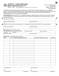Document preview: Form MV2852 Wi Irp/Ifta - Lease Verification Between Owner/Operator and Lessee - Wisconsin