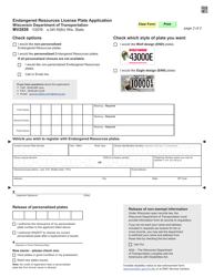 Form MV2858 Endangered Resources License Plate Application - Wisconsin, Page 2