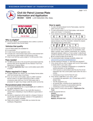 Form MV2961 Civil Air Patrol License Plate Application - Wisconsin