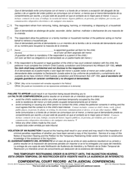 Form CV-413 Temporary Restraining Order and Notice of Injunction Hearing (Child Abuse) - Wisconsin (English/Spanish), Page 4