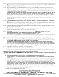 Form CV-413 Temporary Restraining Order and Notice of Injunction Hearing (Child Abuse) - Wisconsin (English/Hmong), Page 4