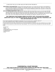 Form CV-413 Temporary Restraining Order and Notice of Injunction Hearing (Child Abuse) - Wisconsin (English/Hmong), Page 5