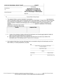 Document preview: Form CV-900 Application for Order of Satisfaction of Judgment(S) Due to Discharge in Bankruptcy - Wisconsin