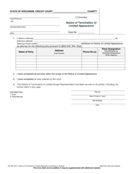 Document preview: Form GF-236 Notice of Termination of Limited Appearance - Wisconsin