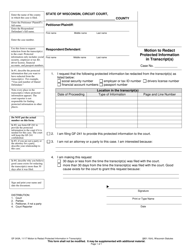 Document preview: Form GF-243A Motion to Redact Protected Information in Transcript(S) - Wisconsin