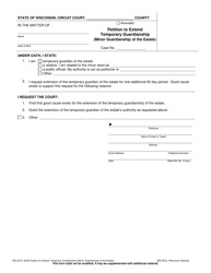 Document preview: Form GN-3275 Petition to Extend Temporary Guardianship (Minor Guardianship of the Estate) - Wisconsin