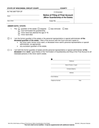 Document preview: Form GN-3755 Notice of Filing of Final Account (Minor Guardianship of the Estate) - Wisconsin