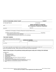 Document preview: Form GN-4020 Order and Notice for Hearing on Temporary Protective Placement - Wisconsin