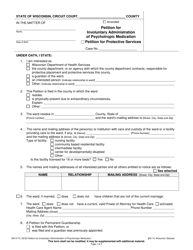 Document preview: Form GN-4170 Petition for Involuntary Administration of Psychotropic Medication (With Petition for Protective Services) - Wisconsin