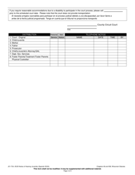 Form JD-1724 Notice of Hearing (Juvenile) - Wisconsin (English/Spanish), Page 2