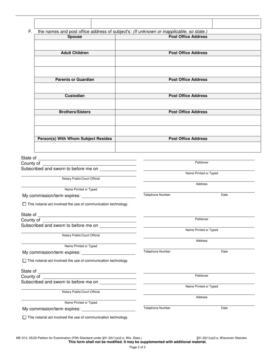 Form ME-913 - Fill Out, Sign Online and Download Printable PDF ...