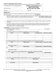 Document preview: Form ME-934 Petition for Examination of a State Prison Inmate 51.20 (1)(Ar), Wis. Stats. - Wisconsin