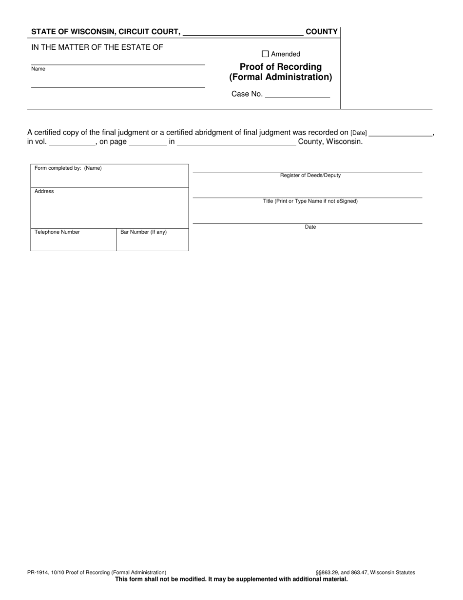 Form Pr 1914 Fill Out Sign Online And Download Printable Pdf Wisconsin Templateroller 0808