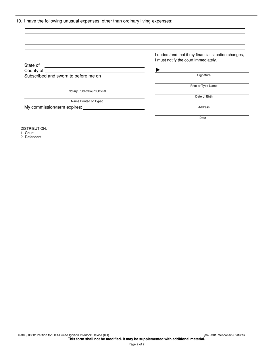 Form TR-305 - Fill Out, Sign Online and Download Printable PDF ...