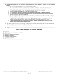 Form CR-238 Order for Supervised Release Plan or Community Placement Report - Wisconsin, Page 2